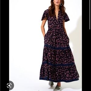 Oliphant V Neck Maci Dress Leopard Black